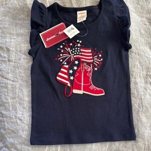 Navy Kids Top with Red Boot Design